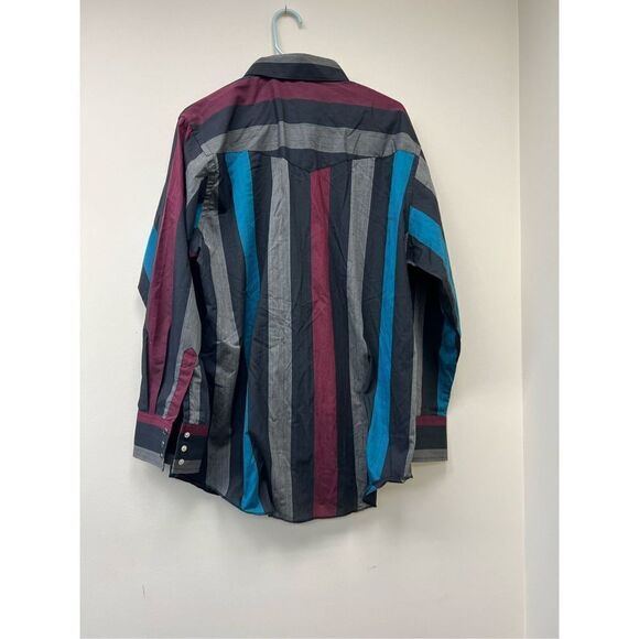 VINTAGE Rustler Mens Western Button-Down with black Pearl buttons & X-Long Tails - Picture 6 of 7